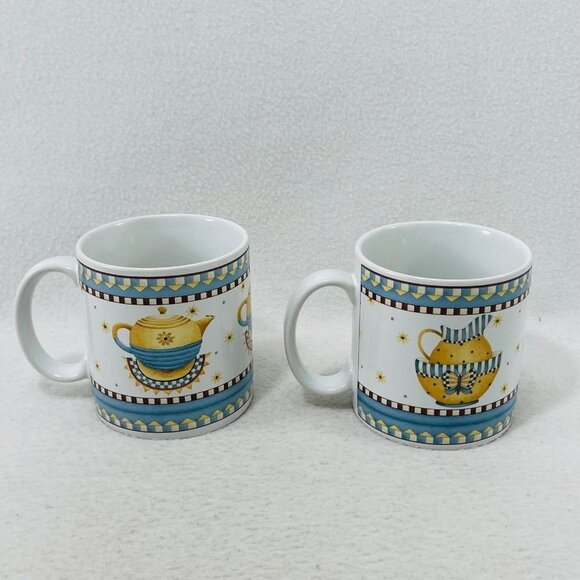 Sakura Mug Debbie Mumm Vintage Country Kitchen Set 2 Countryside Americana Farm - Picture 1 of 8